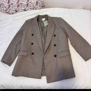 Classic Gray Double-Breasted Women's Blazer